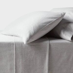 Open Box - Threshold - Full Ultra Soft Flannel Sheet Set Eco Melange Gray Gray